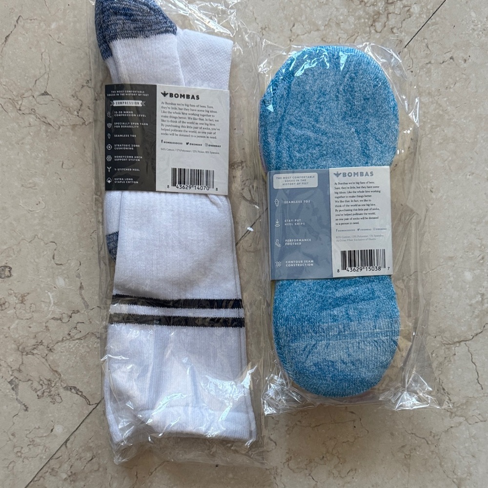 Bombas NWT Unisex sock bundle. 1-4pk no show & 1pr compression size: medium - Picture 3 of 7